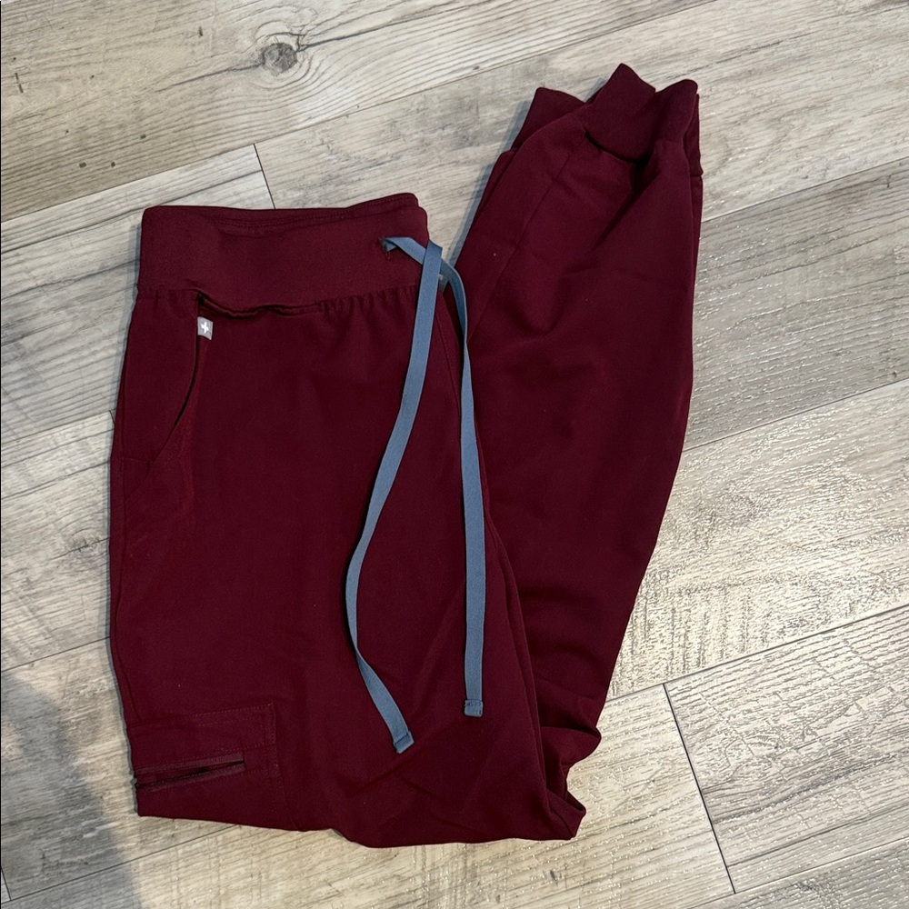 Figs Burgundy Drawstring Zamora Joggers